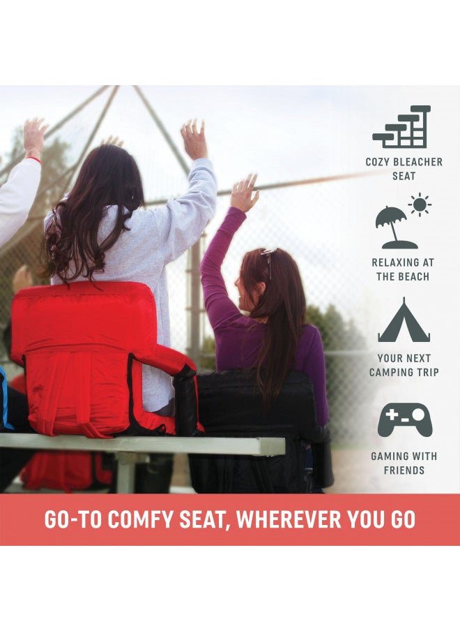 ONIVA - a Picnic Time brand Ventura Reclining Stadium Seat with Back Support - Bleacher Seat - Beach Floor Chair, (Red)
