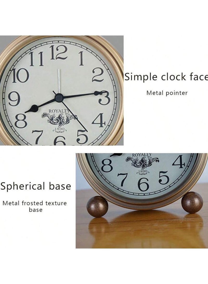 1 قطعة ساعة منبه حديدية أوروبية كلاسيكية عتيقة ذات فنون حديدية أوروبية 1 قطعة ساعة إلكترونية أمريكية إبداعية منزلية بسيطة وشخصية صامتة، ديكور منزلي، ديكور غرفة - Image 5