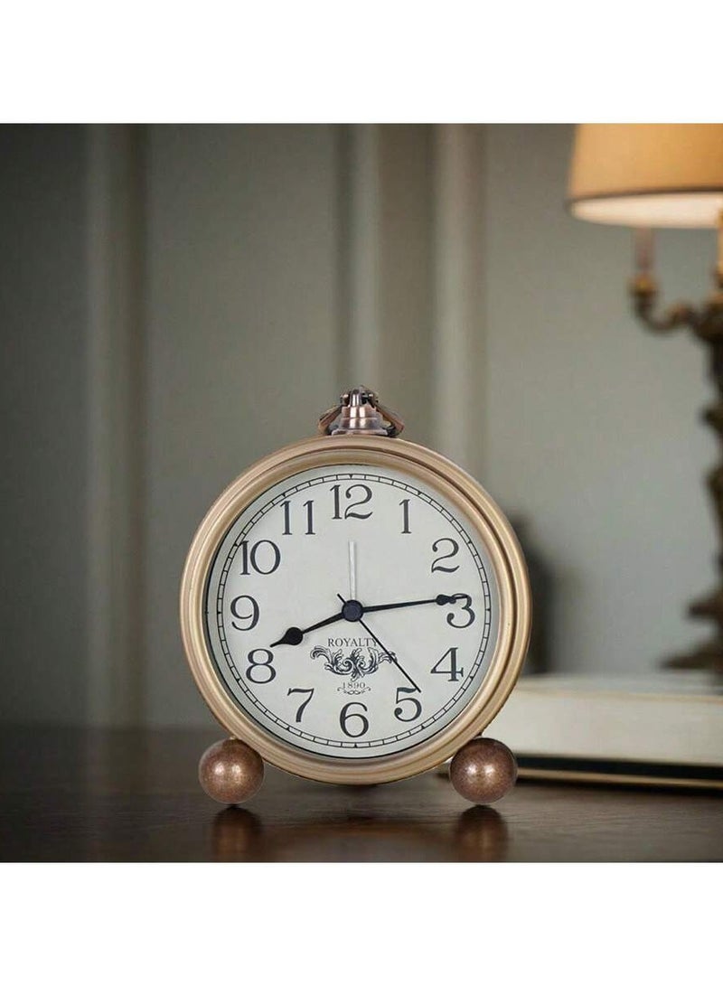 1 قطعة ساعة منبه حديدية أوروبية كلاسيكية عتيقة ذات فنون حديدية أوروبية 1 قطعة ساعة إلكترونية أمريكية إبداعية منزلية بسيطة وشخصية صامتة، ديكور منزلي، ديكور غرفة - Image 4