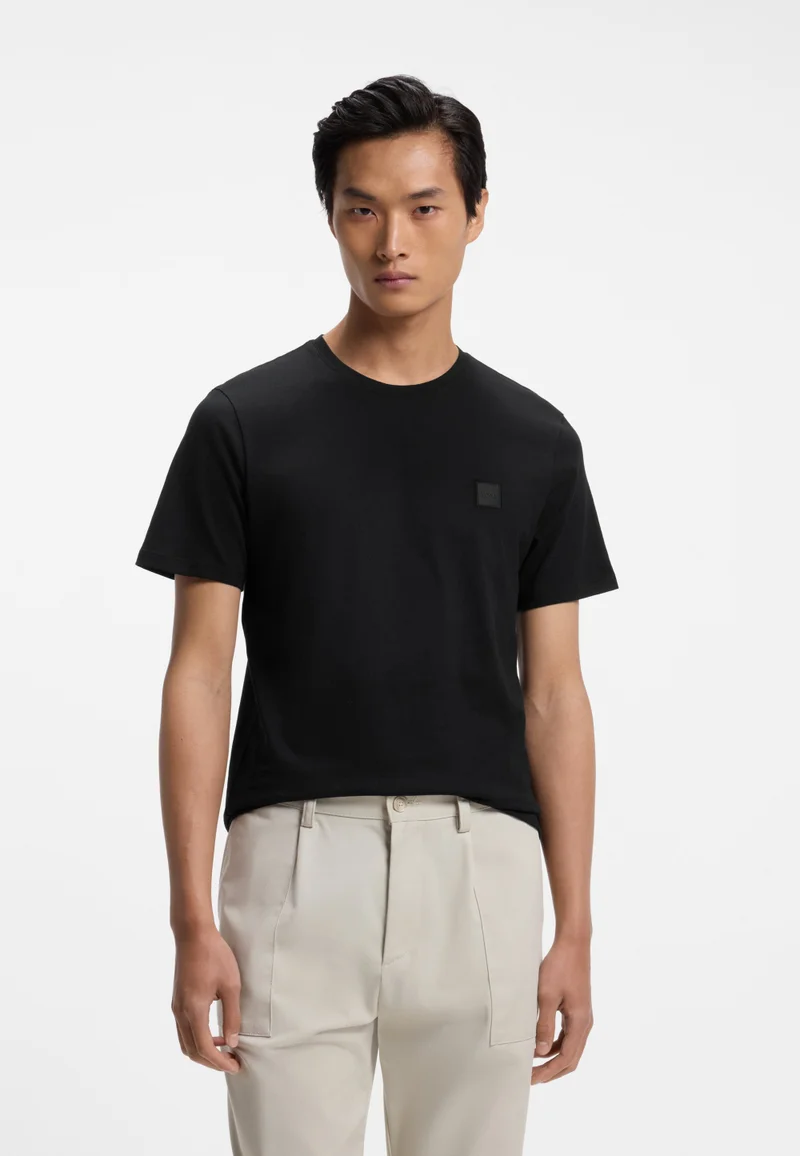 Cotton-jersey T-shirt with logo patch