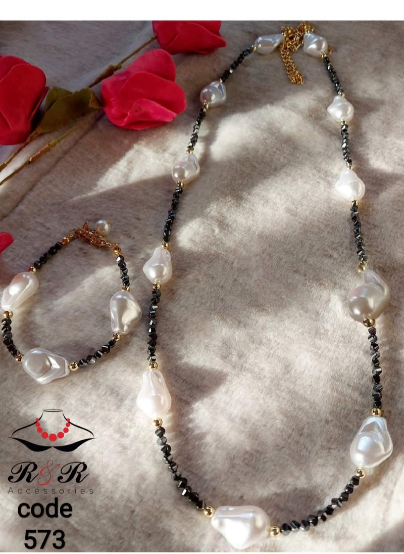 R & R - Women's set made of irregular Mallorca jewelry and chanca crystal - Image 1