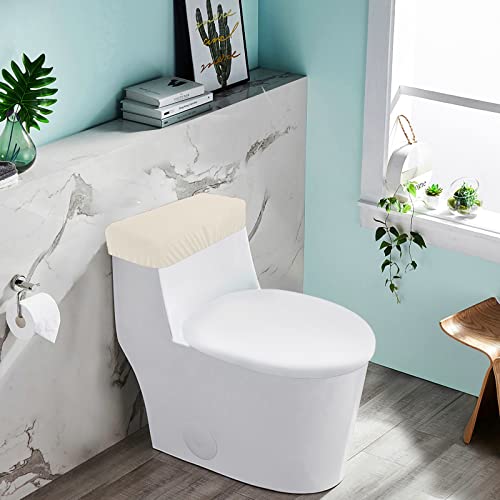 AZHCHKE Toilet Tank Lid Cover, Bathroom Stretch Washable Spandex Toilet Tank Protector Cover with Elastic Bottom, Beige - Image 3
