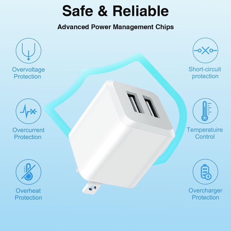 REKNA USB Wall Charger, Dual Port Cube Power Adapter Charger Plug Block Charging Box, Dual Port Wall Fast Charging Adapter, Compatible for i Phone 14 13 12 11ï¼Œ Light White - Image 5
