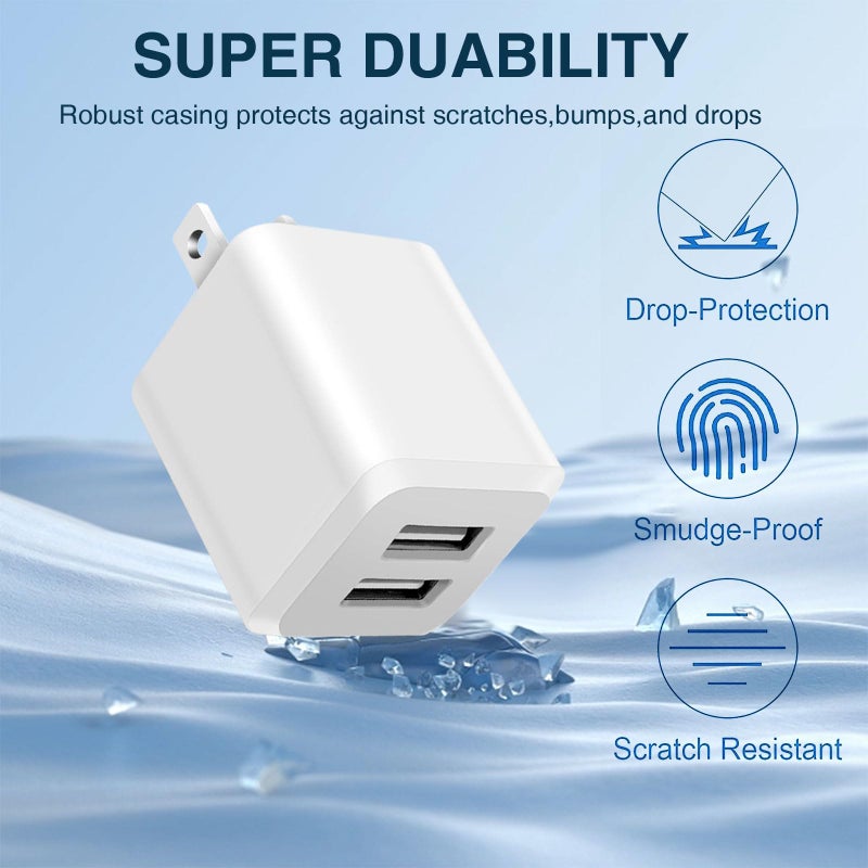 REKNA USB Wall Charger, Dual Port Cube Power Adapter Charger Plug Block Charging Box, Dual Port Wall Fast Charging Adapter, Compatible for i Phone 14 13 12 11ï¼Œ Light White - Image 3
