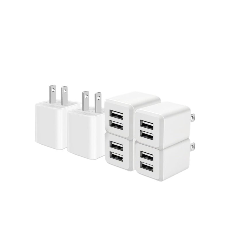 REKNA USB Wall Charger, Dual Port Cube Power Adapter Charger Plug Block Charging Box, Dual Port Wall Fast Charging Adapter, Compatible for i Phone 14 13 12 11ï¼Œ Light White - Image 1
