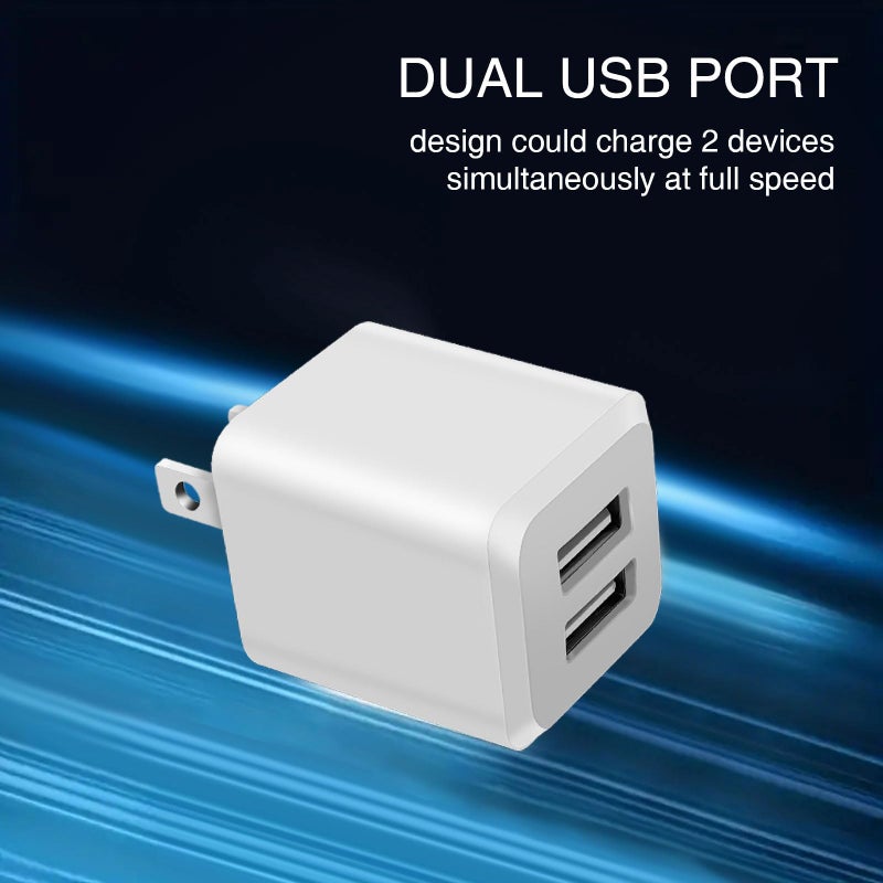REKNA USB Wall Charger, Dual Port Cube Power Adapter Charger Plug Block Charging Box, Dual Port Wall Fast Charging Adapter, Compatible for i Phone 14 13 12 11ï¼Œ Light White - Image 4