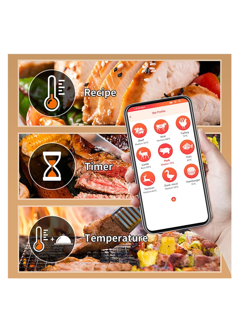 SYOSI - Wireless Meat Thermometer, 500Ft Remote Range Digital Meat Thermometer for Grilling, Cooking Thermometer with IP67 Waterproof Probe for Kitchen, Oven, BBQ, Support iOS & Android App - Image 1