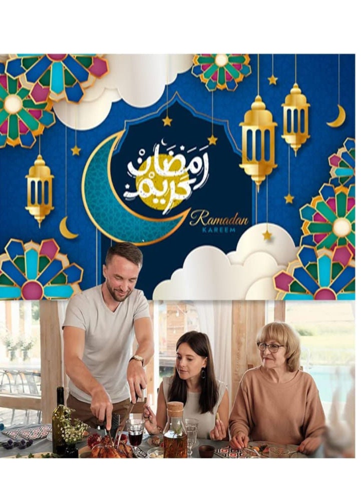 Ramadan decoration poster, large size, 110 cm by 180 cm, banner material, with hanging rings - Image 1