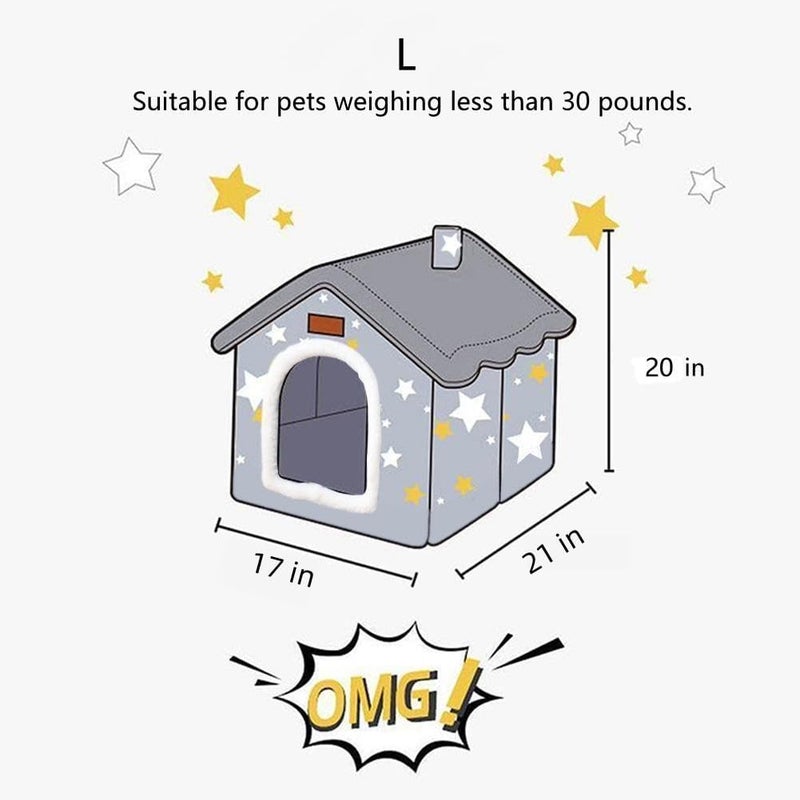 BXEBUI Dog House Indoor Memory Sponge, Foldable Dog House Kennel Bed Mat with Cushion for Small Medium Large Dogs Cats, Winter Warm Cat Nest Puppy Cave Sofa Pet Products (Large) - Image 2