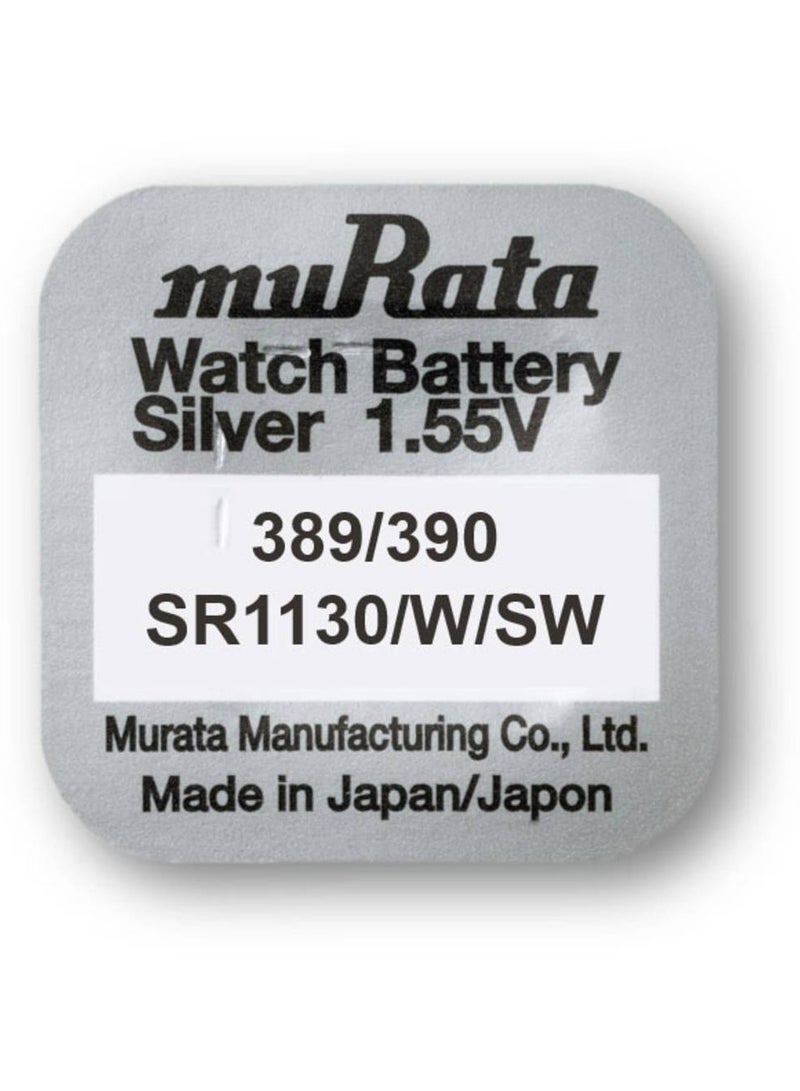 muRATA 10-Pieces Murata 389/390 SR1130/W/SW Silver Oxide 1.55V Watch Batteries  - Image 2