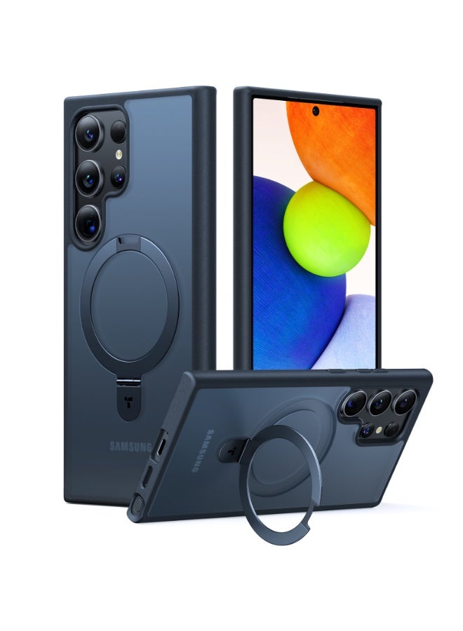 TORRAS Magnetic Ostand Ring Case with Stand Designed for Samsung Galaxy S24 Ultra Case [Fit for MagSafe&Wireless Charging] [Mil-Grade Drop Tested] Transparent Hard Back Soft Edge, Black Black - Image 2