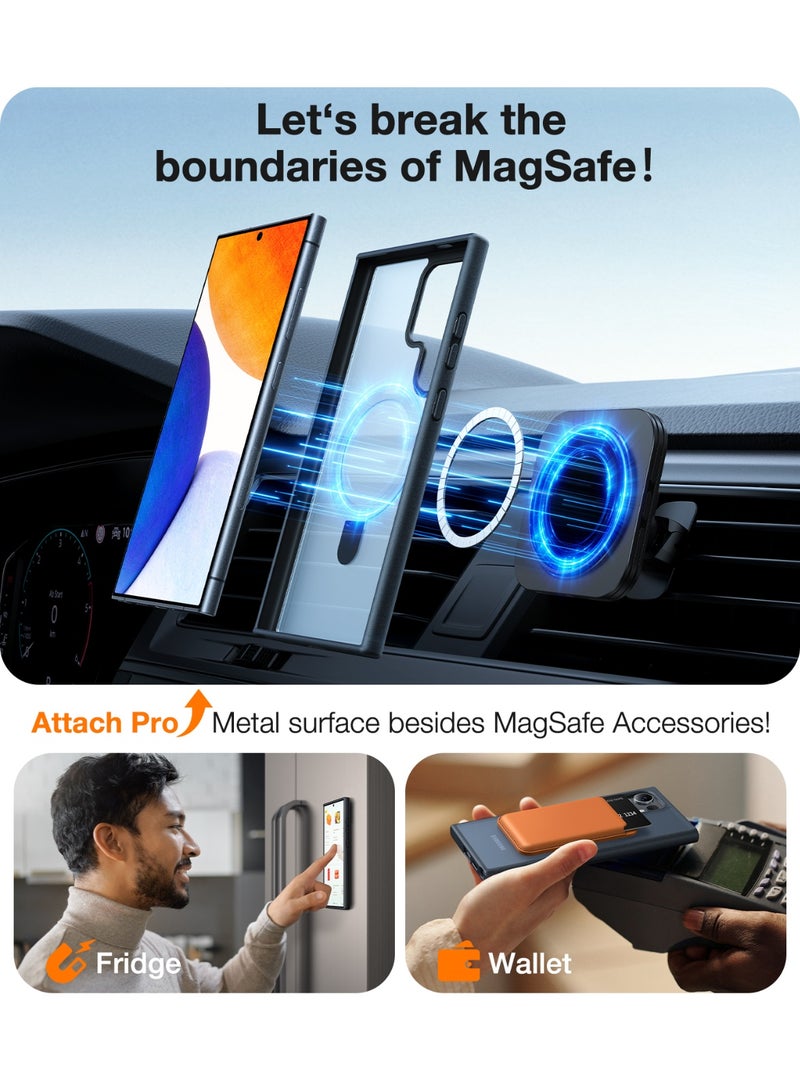 TORRAS Magnetic Ostand Ring Case with Stand Designed for Samsung Galaxy S24 Ultra Case [Fit for MagSafe&Wireless Charging] [Mil-Grade Drop Tested] Transparent Hard Back Soft Edge, Black Black - Image 5