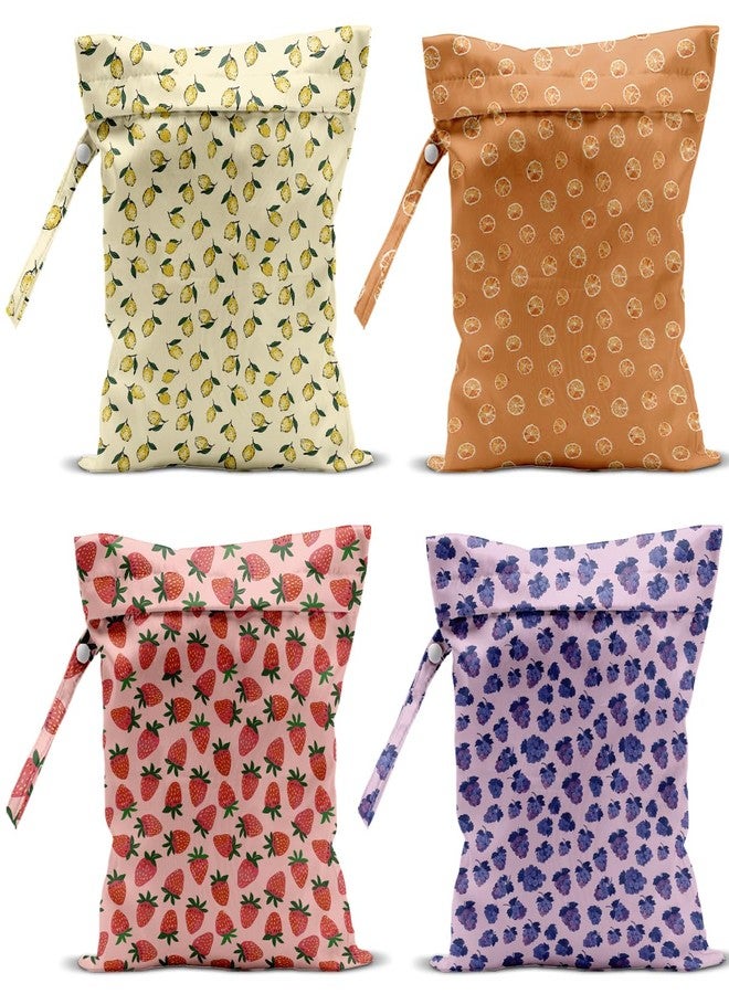 VBCVBGFH 4 Pack Cute Fruit Wet Bag Waterproof Washable Reusable Wet Dry Bag for Swimsuit Clothes Cloth Diaper Travel Beach Pool Yoga Gym Toiletries Travel Beach Essentials Blueberry Strawberry - Image 1