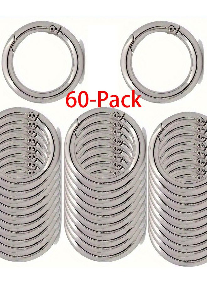 60 قطعة من مشابك كارابينر الفولاذية المقاومة للصدأ مع حلقات O الربيعية، مشابك خطافية متينة من سبائك الزنك - Image 2