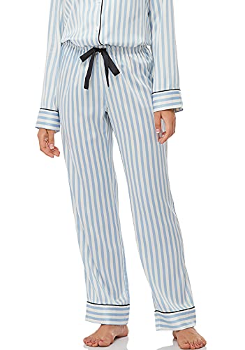 Serenedelicacy Women's Satin Pajama Set Long Sleeve Button Down Sleepwear 2-Piece Silky Pj Set (Medium, Blue, Striped) - Image 5