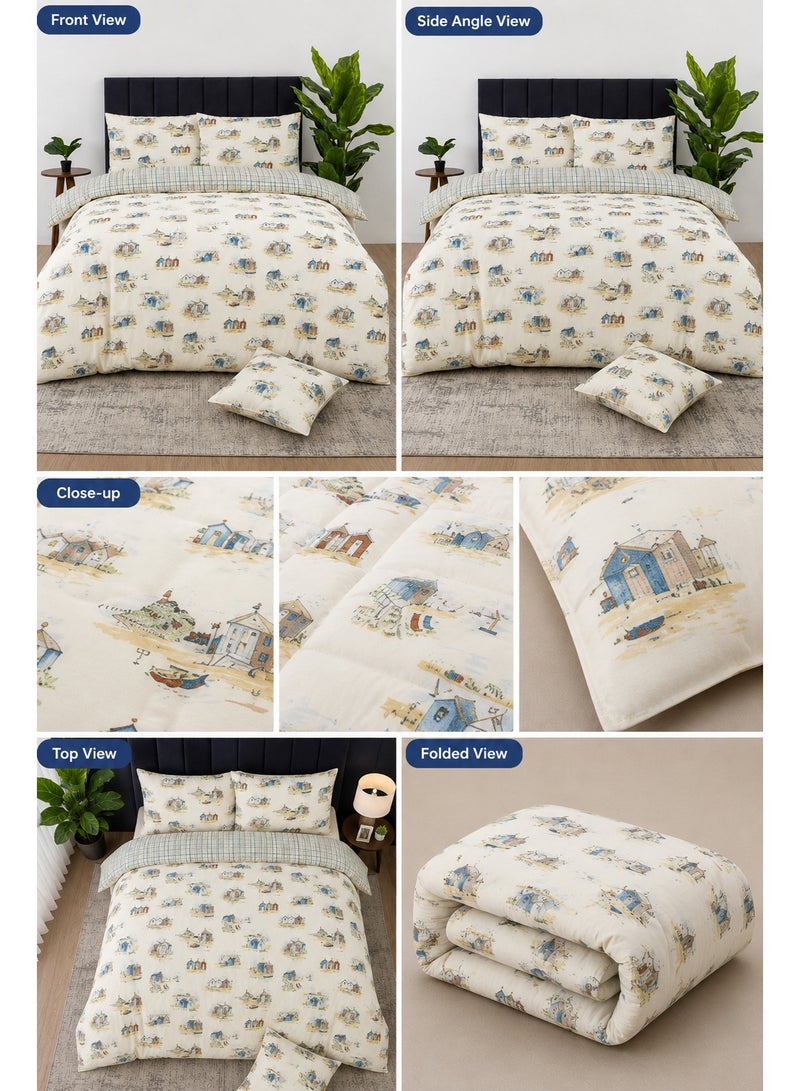 Premium Coastal Cabin Printed Comforter Set with Flat Bedsheet & Pillow Covers, All Sizes Available, Soft Printed Luxury Bedding Set for Bedroom - Image 2