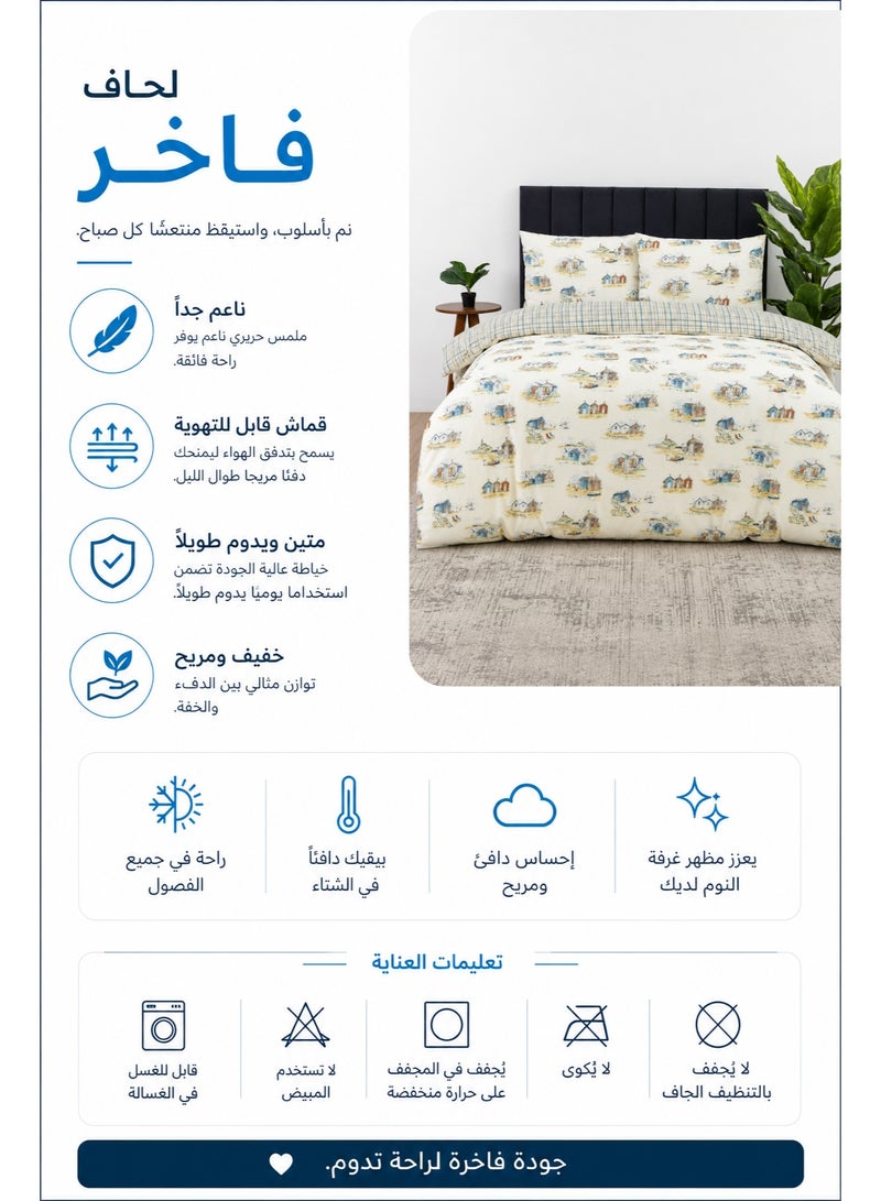 Premium Coastal Cabin Printed Comforter Set with Flat Bedsheet & Pillow Covers, All Sizes Available, Soft Printed Luxury Bedding Set for Bedroom - Image 3