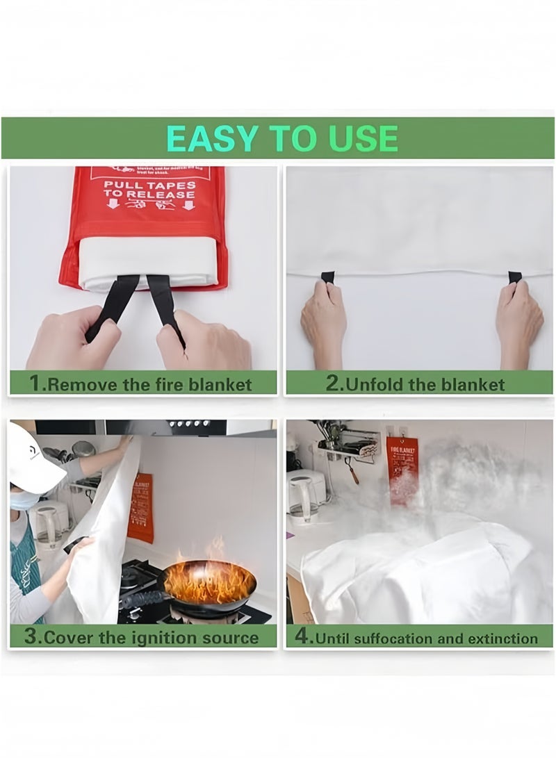 Angola Panda Fire Emergency Blanket,Fire Blanket for Home and Kitchen,Camping Emergency Blankets,Emergency Fire Retardant Blankets for House,Fireproof Blanket Welding Blanket for Kitchen,Grill,BBQ (1x/2x) - Image 4