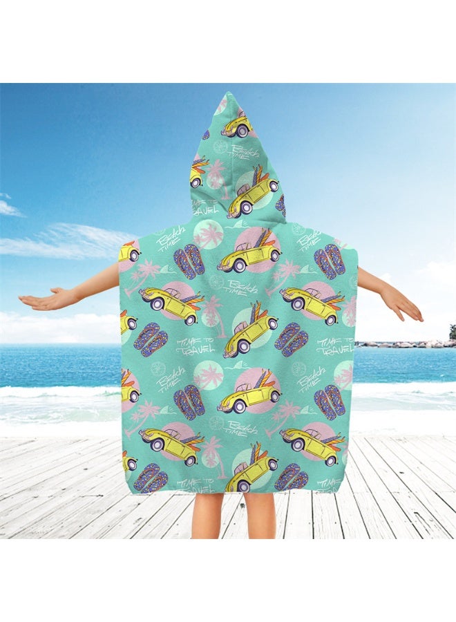 NIBEMINENT Kids Hooded Towel Cape - Microfiber Swim & Beach Bathrobe, Super Absorbent & Quick-Dry Towel for Children (60x60cm) - Image 1