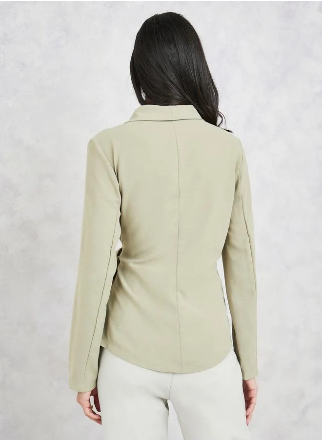 ستايلي Lapel Collared Long Sleeve Wrap Top