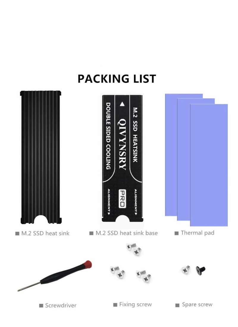 KASTWAVE M.2 Heatsink NVME 2280 SSD Heat Sink Support Single Double Sided M2 SSD Cooling with Thermal Silicone Pads Cooler for Computer PC PS5 PCIE NVME or NGFF SATA M.2 SSD Installation  - Image 4