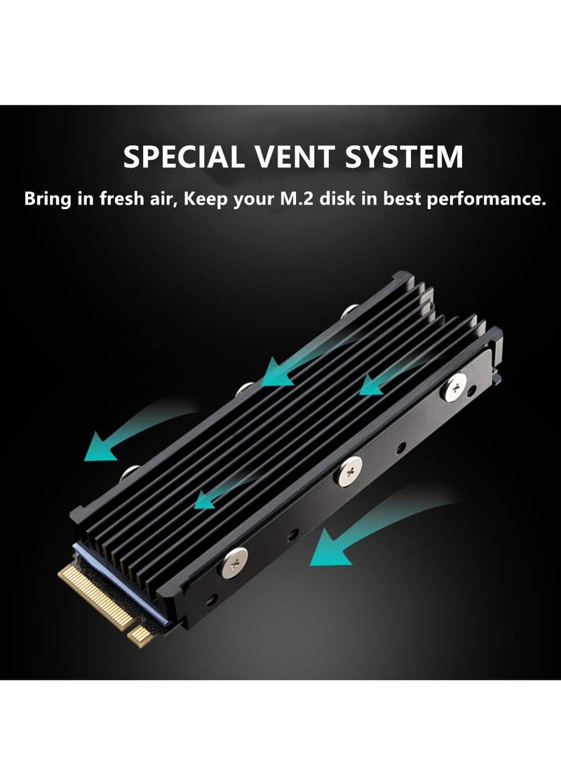 KASTWAVE M.2 Heatsink NVME 2280 SSD Heat Sink Support Single Double Sided M2 SSD Cooling with Thermal Silicone Pads Cooler for Computer PC PS5 PCIE NVME or NGFF SATA M.2 SSD Installation  - Image 2