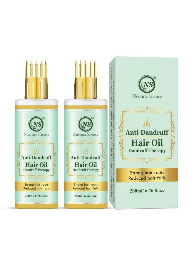 Nuerma Science Anti Dandruff Hair Oil With Comb Applicator For More Deep Root & Strong Healthy Hair(200 Ml Each Pack Of 2) 400 Ml  - Image 1