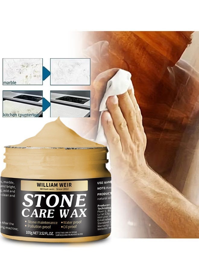 WILLIAM WEIR Stone Care Wax 100g, Stone Care Wax Furniture Polish, Suit for Marble Furniture, Ceramic Tiles, Stone Floor, Stone Walls, Stone Polish Protection - Image 1