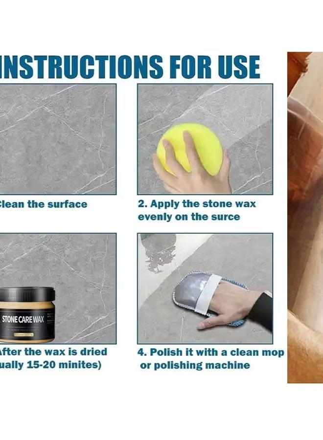 WILLIAM WEIR Stone Care Wax 100g, Stone Care Wax Furniture Polish, Suit for Marble Furniture, Ceramic Tiles, Stone Floor, Stone Walls, Stone Polish Protection - Image 5