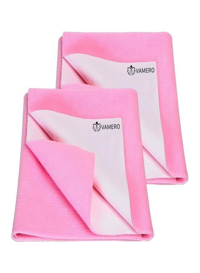 VAMERO Baby Dry Sheet Waterproof & Soft Baby Bed Protector, Anti - Bacterial & Odour Free, Extra Absorbant, Reuseable & Washable (Medium Size 100x70 CM, Pink Colour Combo, Pack of 2) - Image 1