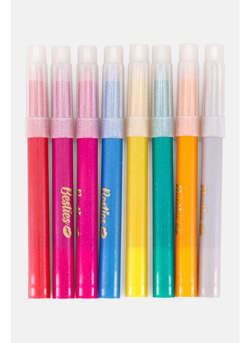Besties 8 Pcs Glitter Felt Pens, Pink Combo  - Image 3