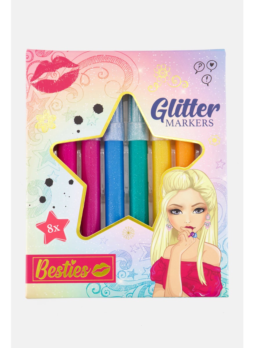 Besties 8 Pcs Glitter Felt Pens, Pink Combo  - Image 1