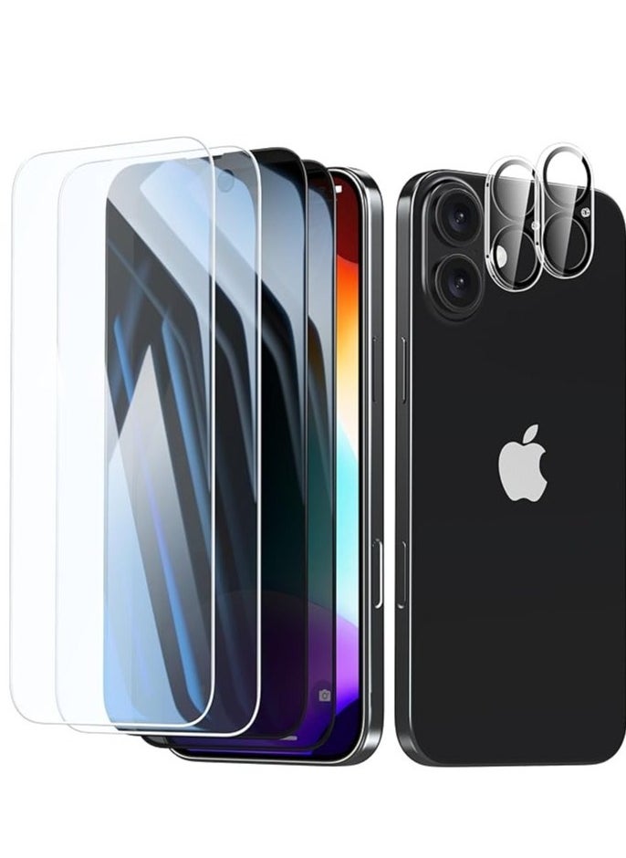 Generic New 2-Pack Screen Protector for iPhone 16 – Includes Privacy Screen Protectors and Camera Lens Protectors, 9H hardness, scratch-resistant tempered glass, easy installation, and drop protection. Ideal for keeping your iPhone screen safe while maintaining privacy and clear camera functionality.  - Image 1