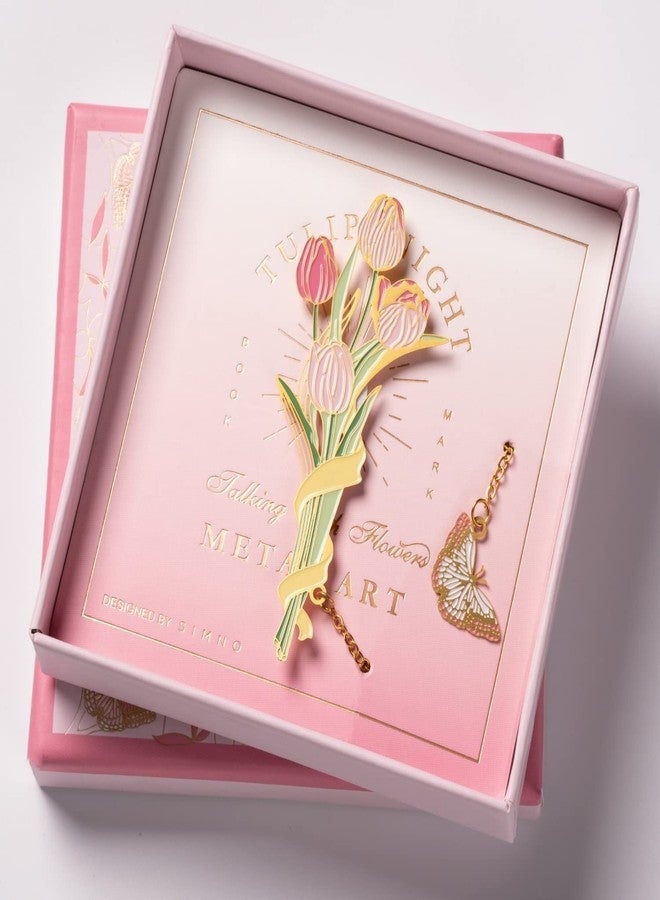 BELLA GLOBE Teacher Appreciation Gifts Metal Flower Bookmarks for Women Unique Spiritual Gifts for Book Club Lovers & Readers Inspirational Personalized Book Markers for Friends Tulip - Image 1