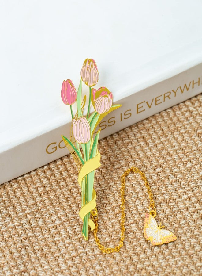 BELLA GLOBE Teacher Appreciation Gifts Metal Flower Bookmarks for Women Unique Spiritual Gifts for Book Club Lovers & Readers Inspirational Personalized Book Markers for Friends Tulip - Image 4