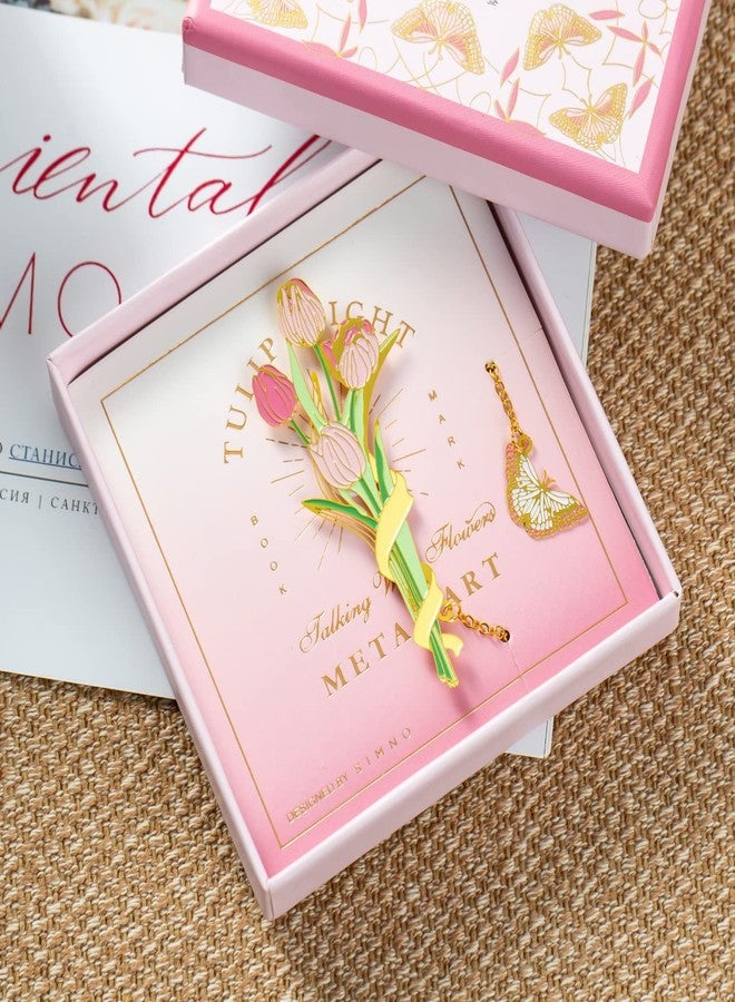 BELLA GLOBE Teacher Appreciation Gifts Metal Flower Bookmarks for Women Unique Spiritual Gifts for Book Club Lovers & Readers Inspirational Personalized Book Markers for Friends Tulip - Image 3