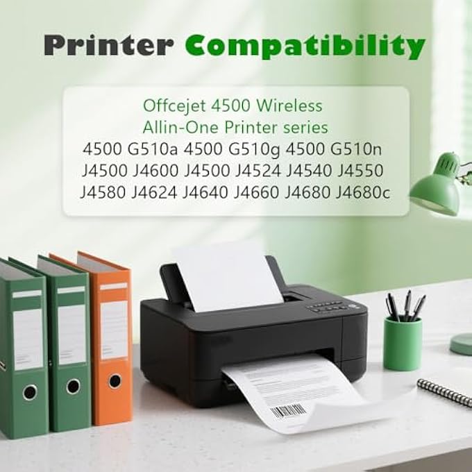 خراطيش حبر 901XL الأسود والملون متوافقة مع طابعة HP حبر 901 تعمل مع طابعة HP OFFICEJET 4500، J4524، J4540، J4550، J4580، J4624، J4680 - Image 3