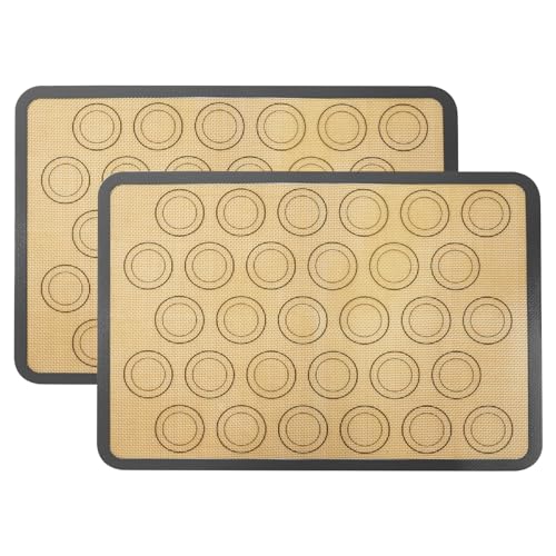 HOTUT Silicone Macaron Baking Mats 42295 cm Non Stick Baking Mat 2 PCS Thick Silicone Baking Mats Sheet NonSlip Washable Reusable Baking Tray for MacaroonsCakeBread Making