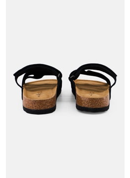 Algspar Men Velcro Closure Cork Sandals, Black  - Image 2