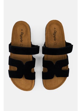 Algspar Men Velcro Closure Cork Sandals, Black  - Image 3
