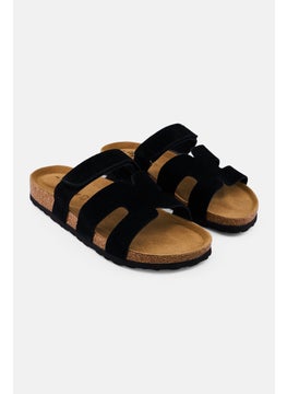 Algspar Men Velcro Closure Cork Sandals, Black  - Image 1