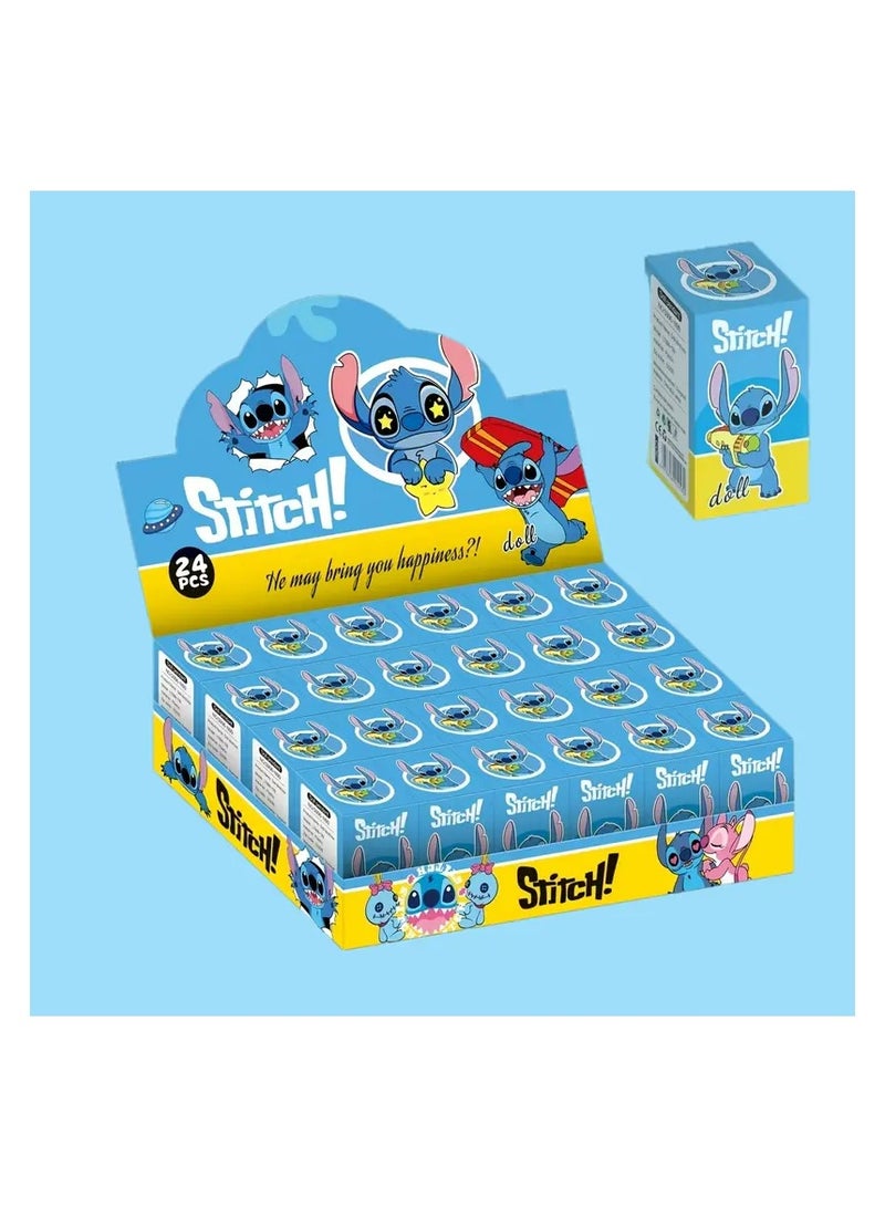 STITCH 24pcs Action Figure Cartoon Character Stitch Mystery Box Set PVC Backpack Buckle Keychain, Stitch Surprise Box, Perfect for Party Favor Gift, Friends and Family Gift Set Cartoon Character Hanging Ornament PVC Figure - Image 1