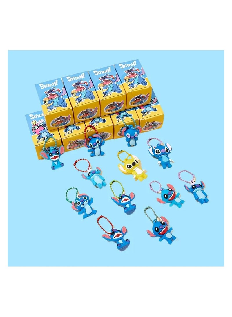 STITCH 24pcs Action Figure Cartoon Character Stitch Mystery Box Set PVC Backpack Buckle Keychain, Stitch Surprise Box, Perfect for Party Favor Gift, Friends and Family Gift Set Cartoon Character Hanging Ornament PVC Figure - Image 2
