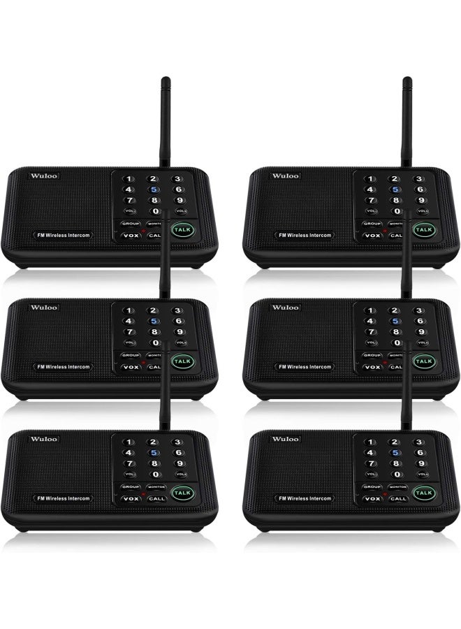 Wuloo Wuloo Intercoms Wireless For Home 5280 Feet Range 10 Channel 3 Code, Wireless Intercom System For Home House Business Office, Room To Room Intercom, Home Communication System (6 Packs, Black)  - Image 1