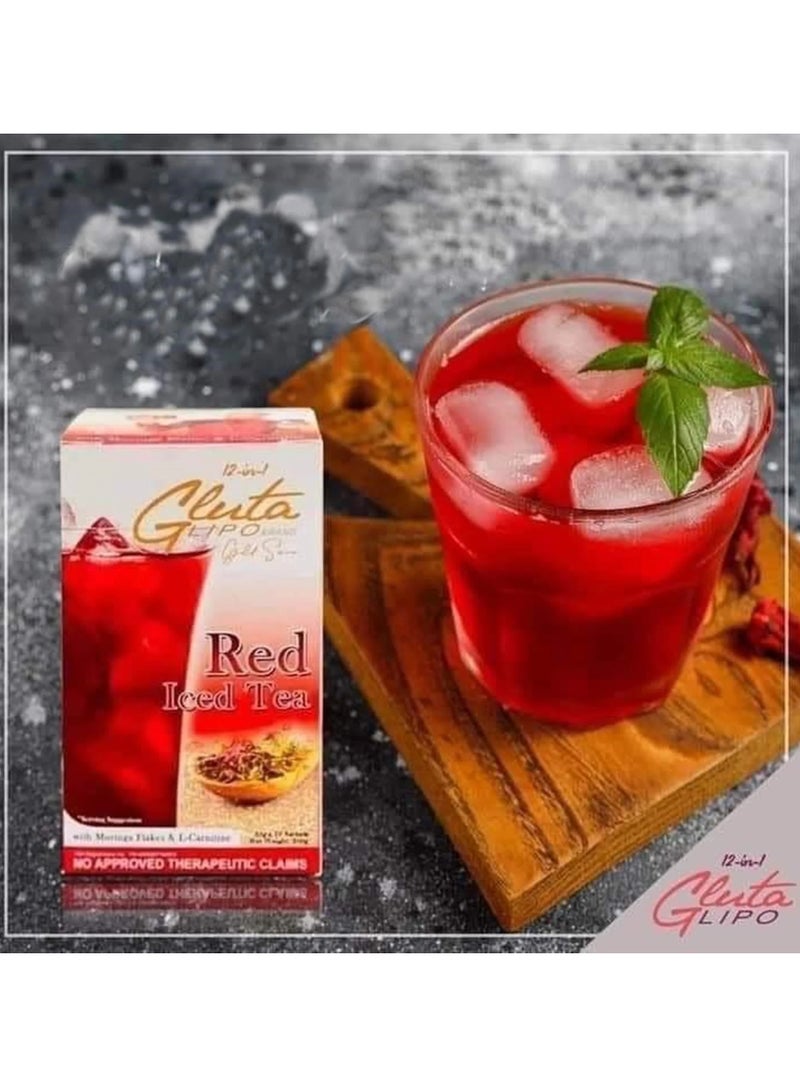 Gluta Lipo Gold Series Red Iced Tea – Detox & Weight Management with Moringa & L-Carnitine (10 Sachets, 350g) - Image 3