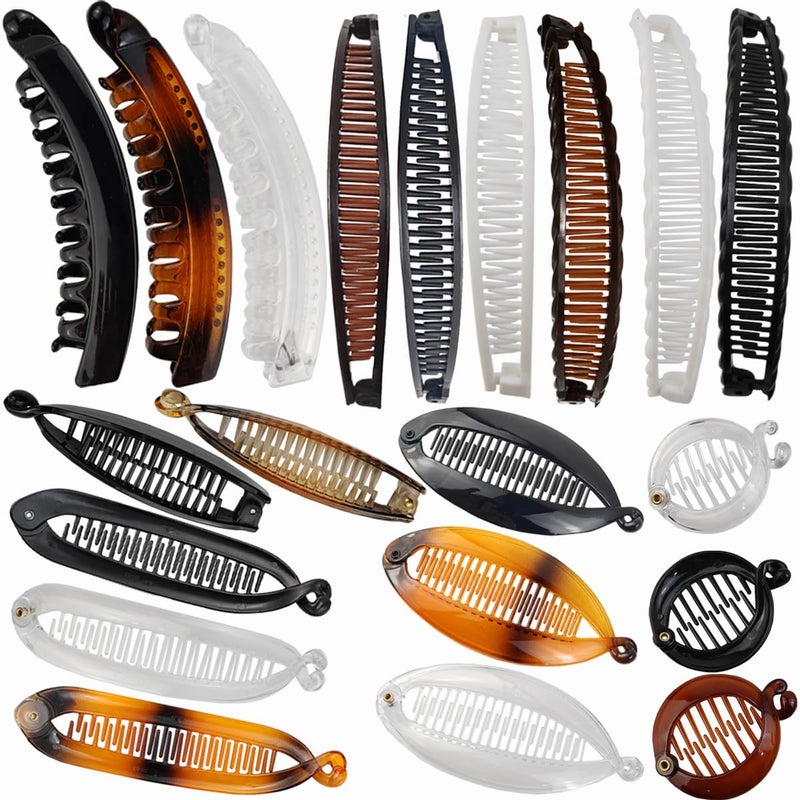 ROYHOO 20PCS Banana Hair Clips Classic Hair Comb Banana Clips Ponytail Hair Holder for Women Girls, 7 Styles - Image 1