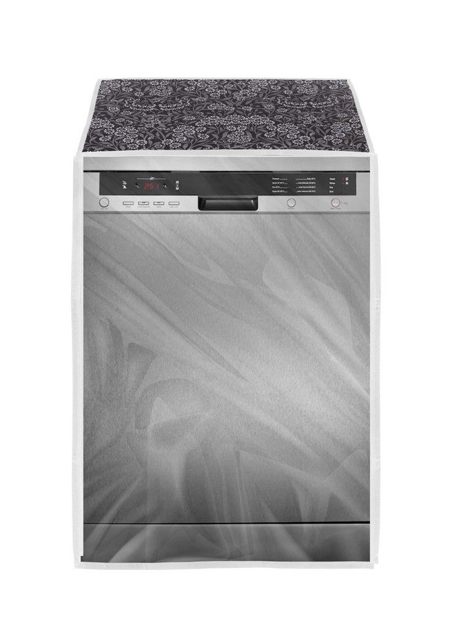 Classic غطاء غسالة صحون كلاسيكي مناسب لـ LG بسعة 12، 13، 14، 15 إعداد (63X63X81 سم، زهرة سوداء) - Image 5