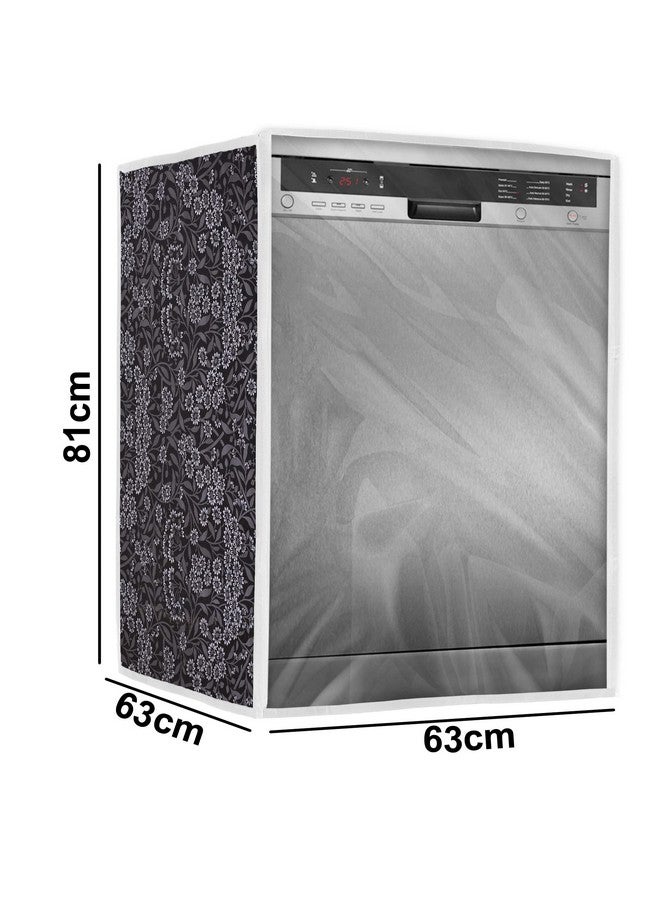 Classic غطاء غسالة صحون كلاسيكي مناسب لـ LG بسعة 12، 13، 14، 15 إعداد (63X63X81 سم، زهرة سوداء) - Image 4