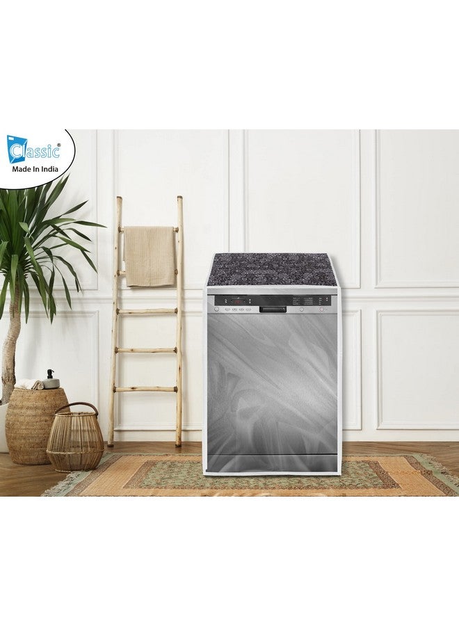 Classic غطاء غسالة صحون كلاسيكي مناسب لـ LG بسعة 12، 13، 14، 15 إعداد (63X63X81 سم، زهرة سوداء) - Image 3