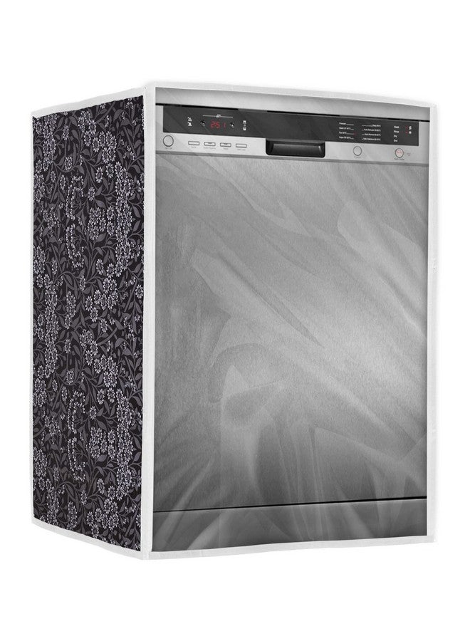 Classic غطاء غسالة صحون كلاسيكي مناسب لـ LG بسعة 12، 13، 14، 15 إعداد (63X63X81 سم، زهرة سوداء) - Image 1